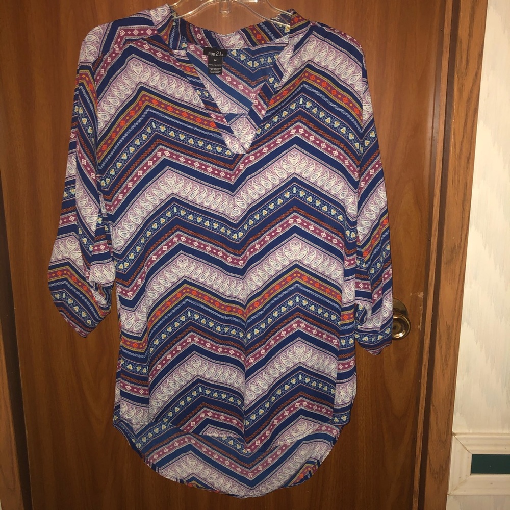 High low navy printed Tunic size M